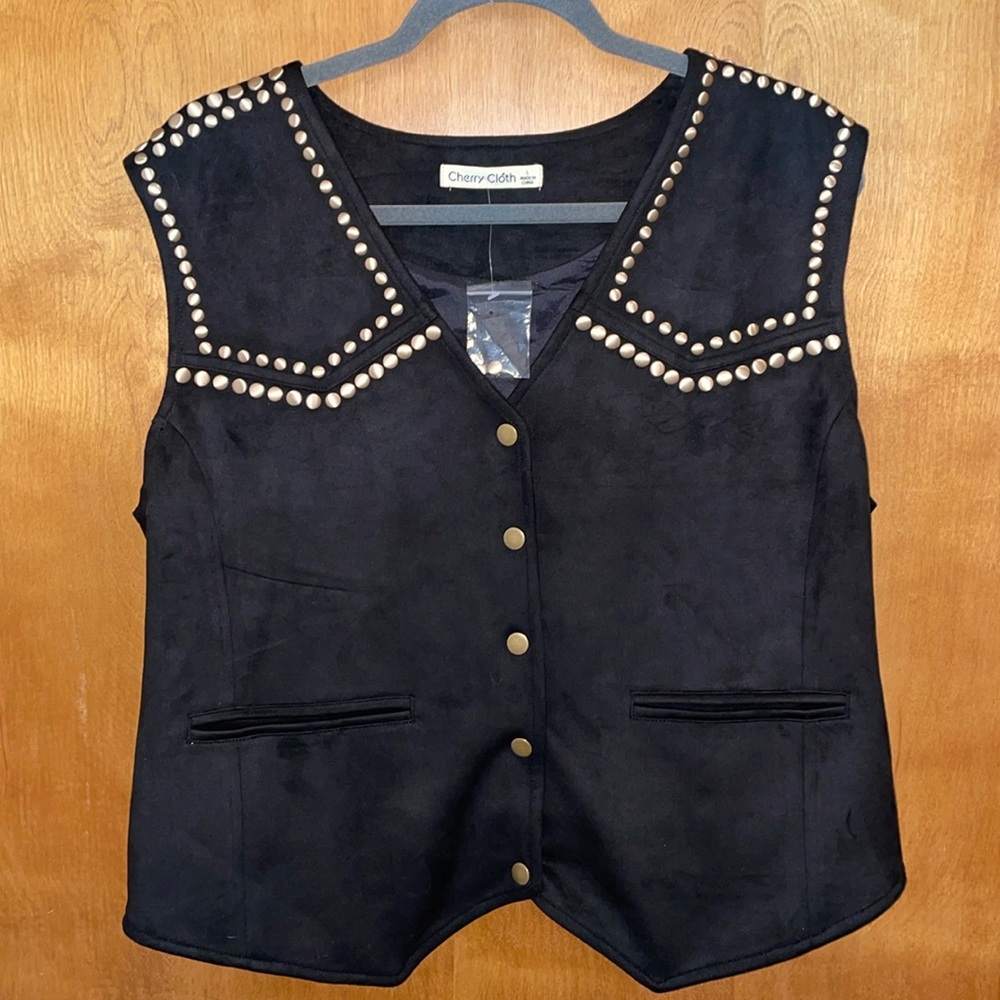 Black Suede Studded Vest